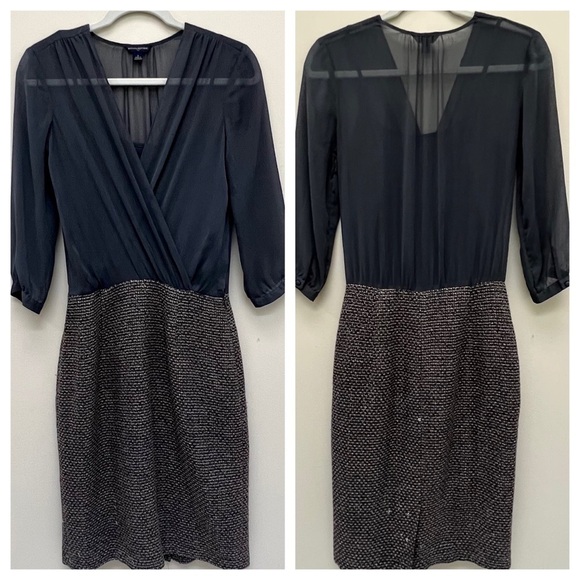 Banana Republic Factory 3/4 Sleeve Sheer Top Cocktail Dress Green Tan Size XS - Picture 1 of 16